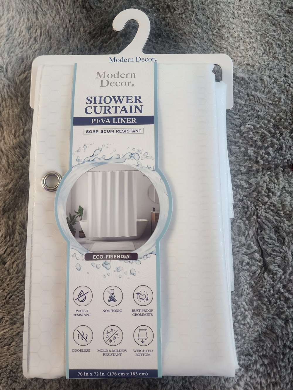 White PEVA Shower Curtain Liner